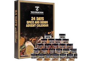 TILZ COLLECTION Calendario dell'Avvento 2025-24 mini barattoli per spezie, alimentari, calendario dell'Avvento, cucina, regalo di Natale per adulti, per cuoco, calendario dell'Avvento per uomini e donne