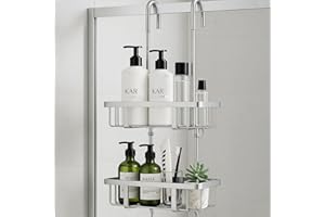 pickpiff Duschablage Zum Hängen Duschregal Shampoo Halterung Für Dusche Glastür Duschkorb Ohne Bohren Shampoo Duschgel Halterung Edelstahl Silber H-57cm