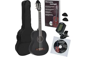JUAN MIGUEL NAVARREZ Chitarra classica 1/2 starter Set nero (borsa, accordatore, plettri, libro con CD)