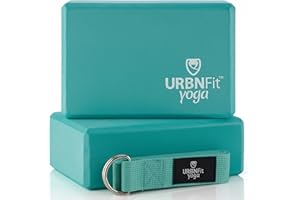 URBNFit Yoga Block - Moisture Resistant High Density Foam Blocks - Bolster to Improve Balance & Flexibility - Fitness Bricks for Pilates & Gym w/ PDF Guide