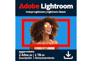 Adobe Lightroom incl. Lightroom Classic 1 TB, Editor de fotos con IA, 12+12 meses Exclusivo de Amazon, PC/Mac/Web/Tablet, Descarga digital | Código de activación enviado por email