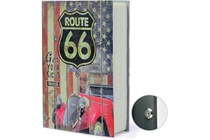 Boîte de Rangement pour Livre de détournement, Coffre-Fort Secret pour Dictionnaire avec Serrure/clé à Combinaison de sécurité, Coffre-Fort caché pour Livre de détournement (Clé, Itinéraire 66)