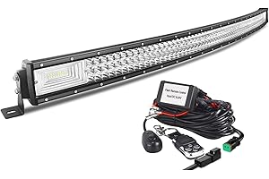 AUXTINGS Curvo Barra luminosa a LED da 132 cm con cablaggio del telecomando, fascio di inondazione spot a tripla fila barre led fuoristrada, luce di lavoro stroboscopica luci di guida impermeabile