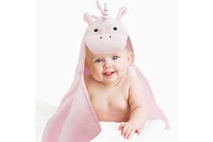 ALL KIDS UNITED Serviette de bain bébé avec capuche Serviette de bain bébé avec capuche en 100% coton éponge - Oeko-Tex 100 (Licorne)