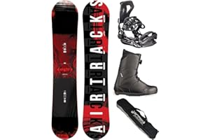 AIRTRACKS Snowboard Set Pack Planche Eight Wide Hybrid Rocker + Fixations Master + Chaussures + SB Sac 150 155 160 164 cm