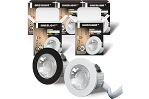 SINCELIGHT MINI Reflektory Sufitowe LED, 3W Mały Downlight do otworów 35-40mm w Sufitu/Szafki/Gabloty, Wymienny Pierścień Biały/Czarny, Wodoodporność IP65, RA≈92, Neutralny Biały 4000K, 5 Szt.