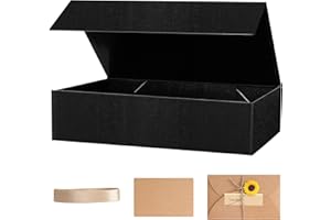 SRVNPIOY Extra Large Boîte Cadeaux Noir, 43 x 25,5 x 10cm, Magnétique Boîte-Cadeau Grande Vide Décorative Boîte de Présent pour Anniversaire, Noël