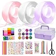 PYEBE Nano Tape Bubble Kit for Kids, 5M×3Pcs Double Sided Blowing Tape Magic Nano Tape Bubbles Ball Plastic Bubbles Balloon Elastic Bubble DIY Craft Kit Fidget Toys and Party Favors