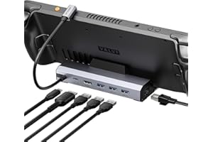 JSAUX 6 en 1 Docking Station Compatible avec Steam Deck/OLED/ROG Ally X/Legion Go S, Dock Steam Deck, Station d'accueil avec HDMI 2.1 4K@120Hz, Gigabit Ethernet, 3 Ports USB A 3.0 et USB C-HB0603