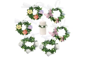 YOICN LTH Lot de 6 couronnes de bougies décoratives, anneaux floraux 3-6 cm pour bougies de Noël