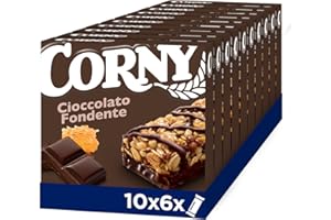 CORNY Original | 60 Barrette ai Cereali con Cioccolato Fondente, 10 Confezioni da 6 Barrette x 23 g, Senza Olio di Palma, Senza Conservanti, Cacao Certificato Rainforest Alliance
