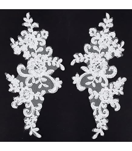 Spitzenband Mit Perlen & Blumenapplikation – 91 Cm Lang, 7,8 Cm Breit | Für Hochzeitskleider & DIY