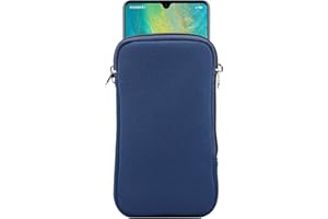JLYIFAN Neopren Handytasche Mesh Pocket Lanyard Hülle für iPhone 16 Plus 15 14 13 Pro Max Samsung Galaxy S24 Ultra S23 Ultra A15 A14 A04s A35 A16 A05 A06 OnePlus 12 Pixel 8 Pro (XL, Blau)