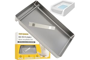 ChatMignon® - Bac à Litière Réutilisable en Acier Inoxydable 304, Compatible avec Pet-Safe Scoop-Free, Ultra Durable, Anti‑Odeurs & Taches, Ecologique, Coins Arrondis, Accessoire Magnétique Inclus
