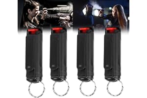 KONESKY 4 Stück Pfefferspray Schlüsselanhänger, 20ml Pfefferspray Selbstverteidigung Mit Schlüsselring, Pfefferspray & Ko-Spray, Leichter Bedienen Verteidigungs Waffen für Frauen, Kinder, Männer