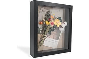 GraduationMall 20x25cm 3D Cornice Profonda Scatola per Ombre,Cornici per Foto per Oggetti Fino 3.8 cm,Scatola di Memoria,Cornici da Parete e da Tavolo Nero
