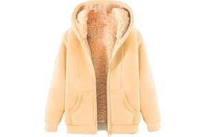 HAOLEI Veste Polaire Femme Sweat à Capuche Sweatshirt avec ZippéE Couleur Unie Veste d'hiver Chaud Sherpa Manches Longues Manteaux Poche Blouson Thermique Sweat Grandes Tailles Manteau Jacket