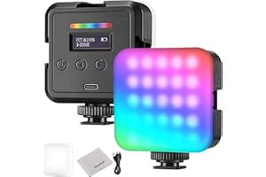 NEEWER Magnetische RGB Kamera Videolicht, 360°Vollfarb RGB61 CRI97+ 2500-8500K 2000mAh Tragbare kleine LED Panel Fotografie Videoleuchte für Video Streaming, 3 Cold Shoes, 20 Szenen & Reinigungstuch