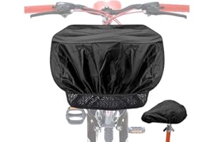 COSYSPARKS Housse de Pluie pour paniers de vélo, Pack 2 Housse Panier Vélo Imperméable Housse Pluie avec Housse siège vélo Noir étanche pour Panier vélo