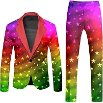 Costume Arc-en-ciel Pour Homme - 2 Pièces (pantalon + Veste) - Coupe Droite - Pour Fête, Carnaval, Déguisement Années 80-90