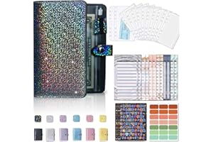 HYKIEE Classeur Budget A6 Francais, Agenda Budget Planner avec 12 Enveloppe Pochette Transparente, 12 Feuilles Budget, Carnet Classeurs à Anneaux pour Économiser Organisateur, Classeur Bristol Cahier, Noir
