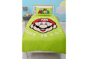 SUPER MARIO BROS. SUPER MARIO BROS Kids Single Duvet Cover Set Boys Gaming Bedding Multicolour