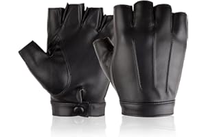 RDWESZOD Guanti senza dita per uomo, donna, adolescente, pelle PU, sport all'aria aperta, colore nero