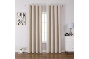 ‎CUCRAF CUCRAF Vorhang Blickdicht Thermovorhang Kälteschutz 2er Set H225 x B140 cm Verdunklungsvorhänge Beige Gardinen mit Ösen, Weich und Langlebig Schallschutz Vorhang für Schlafzimmer Wohnzimmer
