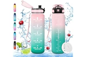 Vikaster Gourde Sport, Sans BPA, Étanche & Réutilisable, Bouteille d'Eau avec Marqueur de Temps et Filtre, Convient Pour Enfant & Adulte