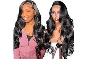 QAVA parrucca donna capelli veri umani 13x4 lace front wigs capelli umani pre strappati con baby hair body wave brasiliane human hair wigs parrucca donna 24pollice(60cm)