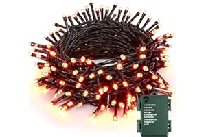 BrizLabs Guirlande Lumineuse Halloween, 20M 200 LED Orange Guirlande Sapin de Noël à Piles Imperméable 8 Modes Lumière Automne Décoration Intérieur pour Jardin Terrasse Arbres Fenêtre Action de Grâces