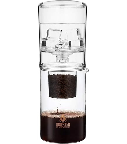 Dripdrip Brewjar - Cafetera Fría De 1 Litro, Filtro Acero Inoxidable Doble, Sin Plástico, Para Café Cold Brew