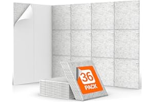 TONOR 36 Pezzi Pannelli Fonoassorbenti Adesivi, 30 x 30 x 0,9 Cm Pannello Fonoassorbente Ad Alta Densità, Insonorizzazione Stanza per Cinema Domestico, Soggiorno, Camera da Letto, Grigio chiaro