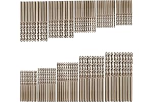 LELUKEE 100 szt. wierteł ze stali nierdzewnej M35, zestaw wierteł kobaltowych, 1 mm, 1,5 mm, 2 mm, 2,5 mm, 3 mm, 20 sztuk do każdego, mikrowiertła do drewna, metalu, stali, tworzywa sztucznego, aluminium