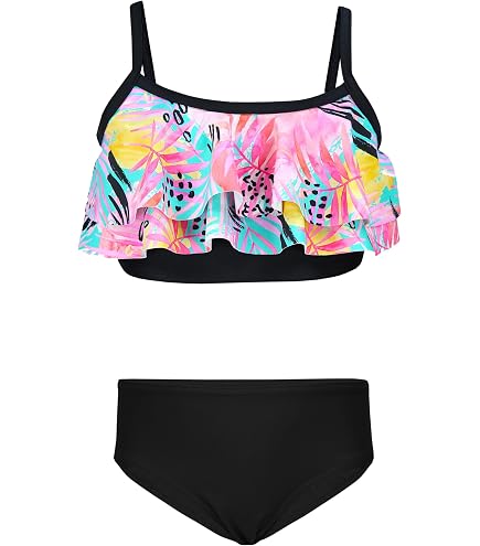 Générique Maillots de Bain 2 PCS Fille - Maillot de Bain Fille Ensemble de Bikini à Pois Haut de Bain Slip de Bain Ourlet en Fronce Tankini Sets