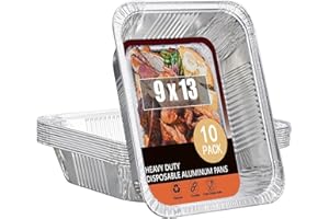 Apprise Deals 10 Large Aluminium Foil Trays Deep (32x26x7 cm) - Tin Foil Trays Containers for BBQ, roasting, baking, broiling, and cooking (3500ml)