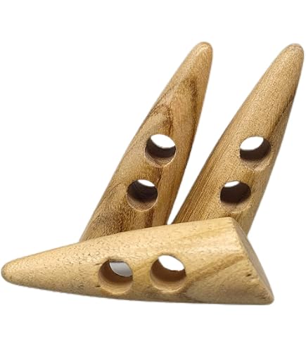 12 Stück Knebelknöpfe Aus Holz – 30 Mm, Schwarz, 2 Löcher, Keilförmig Für Jacken & Mäntel