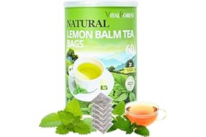 60 Lemon Balm Tea Bags - VitalForest Dried Lemon Balm Leaves Tea -1.5g/Bags, Calming Herb, Stress Relief & Sleep Support, Non-GMO, Caffeine-Free, Eco-Conscious Packaging