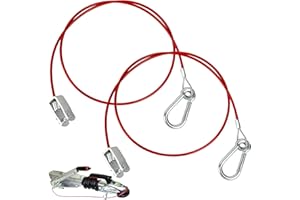 PRZRAO 2 Piezas Cable de Remolque con Ganchos, 1 m Cable de Retención con Gancho, Remolque de Cable de Freno, Cuerda de Freno con Cabezal para Remolque, Cuerda de Acero Revestida para Remolques de Frenado