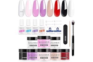 ETYJO Kit Dipping Powder Nails, 8 couleurs Clear White Dip Powder Nail Kit Starter avec Top Base Coat Activator & Maniküre Tools, Dip poudre kit d'ongles pour French DIY Home Nail System