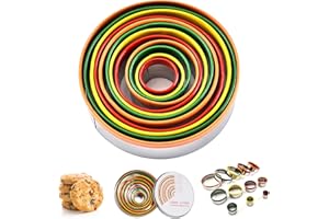 WINDFROMORT Cortadores de Galletas Redondos Acero Inoxidable para galletas Redondo, Donuts, Pastel, Cookie, Fondant Juego de 12