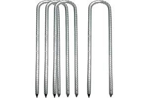 NUOOO Ground Stakes Anchors, Tent Nails Pegs Steel Garden Staples Metal Heavy Duty Ground Rebar Stake Landscape Gardening Stake for Camping Tents Trampoline Fence (12 Inch,4 Pack)