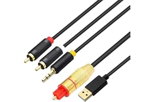 GINTOOYUN Cavo audio analogico digitale coassiale USB, AUX SPDIF digitale coassiale a 3,5 mm + 2 jack RCA convertitore audio digitale per TV, PS4, lettore Blu-Ray, altoparlante multimediale