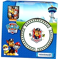 POS 29457 - Frühstücksset mit Paw Patrol Motiv, 3 teiliges Geschirrset für Kinder, aus Keramik, bestehend aus Teller…