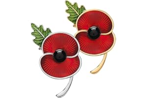 QKEINV 2pcs Red Flowers Brooches Pins, British Legion Badges And Pins 2025, Remembrance Day Badges Pins, British Legion Brooch for Lest We Forget Veterans Day Memorial Day Gift