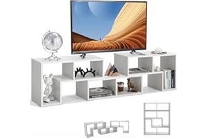 COSTWAY TV Stand for TVs up to 65 Inches, Free Combination Adjustable TV Cabinet Media Entertainment Center Storage Shelf, Modern Wooden TV Unit Console Table for Living Room Bedroom (White)