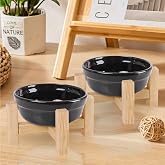 gobypet always the best Food Container, Wooden Cat Food Container, (two pieces), Cat Food Water Container, Cat Dog Food and Water Container with Wooden Stand
