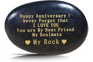 VOLSHA Happy Anniversary Rock Romantic Gifts for Her, Engraved Rock Happy Birthday Gifts I Love You Gifts You are My Rock Gifts Decorative Stones with Red Velvet Bag