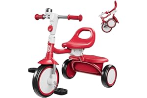 besrey Tricycle pour Tout-Petits avec Cloche, Tricycle pour Enfants âgés de 18 Mois à 5 Ans, Vélo pour Out-Petits pour Les Enfants de 2 à 4 Ans, Rouge