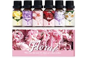 SNOWSEN Floral Essential Oil Set, Premium Essential Oils for Diffusers for Home, Rose, Lilac, Freesia, Jasmine, Cherry Blossom and Lavender Candle Scents for Candle Making, DIY Soaps, Aromatherapy